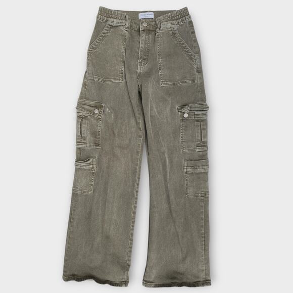 Flying Monkey Jeans Women's 28" Olive Green Cargo Utility Stretch Faded Mid-Rise - Picture 1 of 7